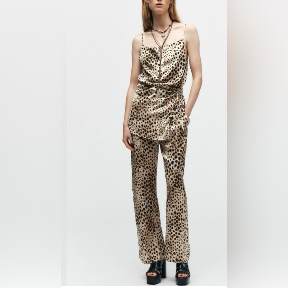 NWT Zara Leopard Print Pajama Pants L